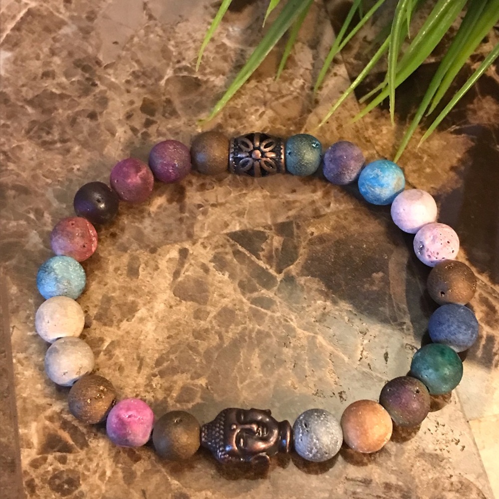 New Men’s Trendy Colorful Natural Stone Beaded Bracelet - Picture 7 of 7
